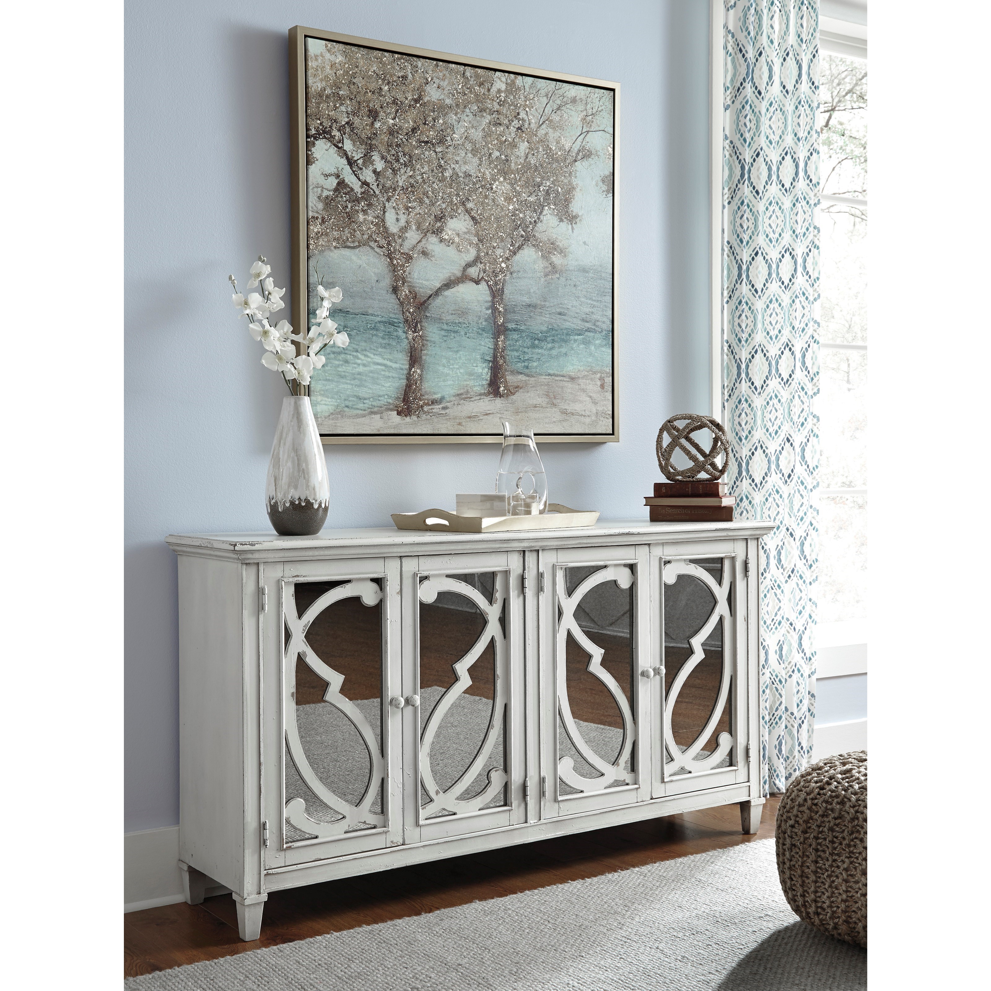 Ashley furniture mirimyn antique white outlet door accent cabinet